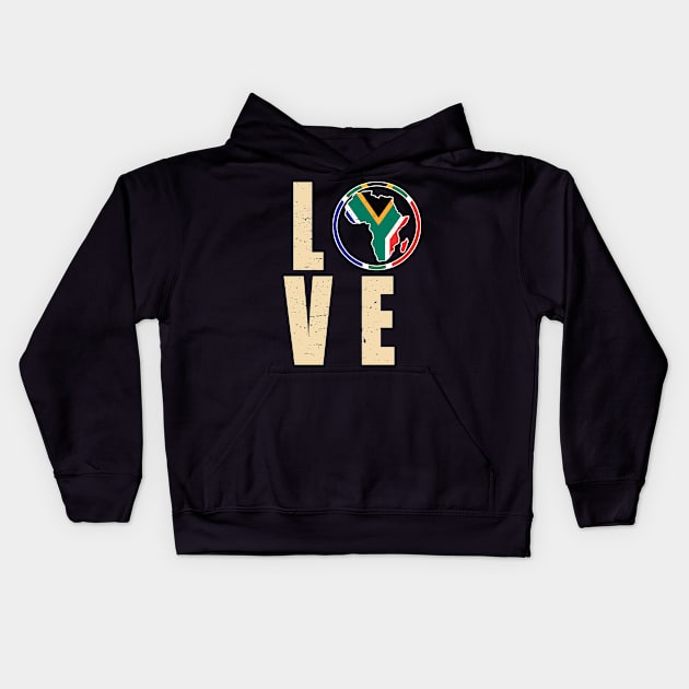 South Africa Love Proud African Flag Distressed Kids Hoodie by paola.illustrations